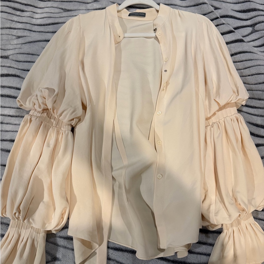 Vintage Alexander McQueen Cream Puff Sleeve Blouse